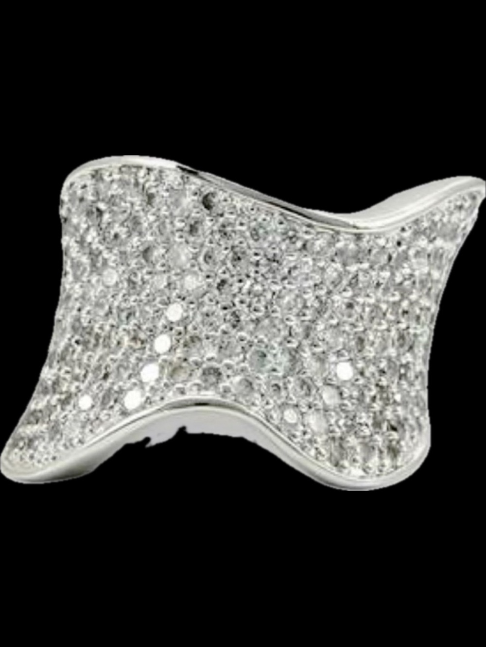 Micro PAVE set Cz diamond zirconia Cocktail Wedding Band statement Silver Ring